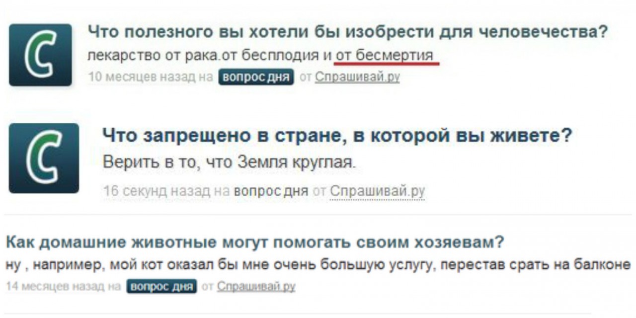 Как гласит народная мудрость: «На любой глупый вопрос, найдётся не менее глупый ответ» вопросы, интересное, прикол, спрашивай