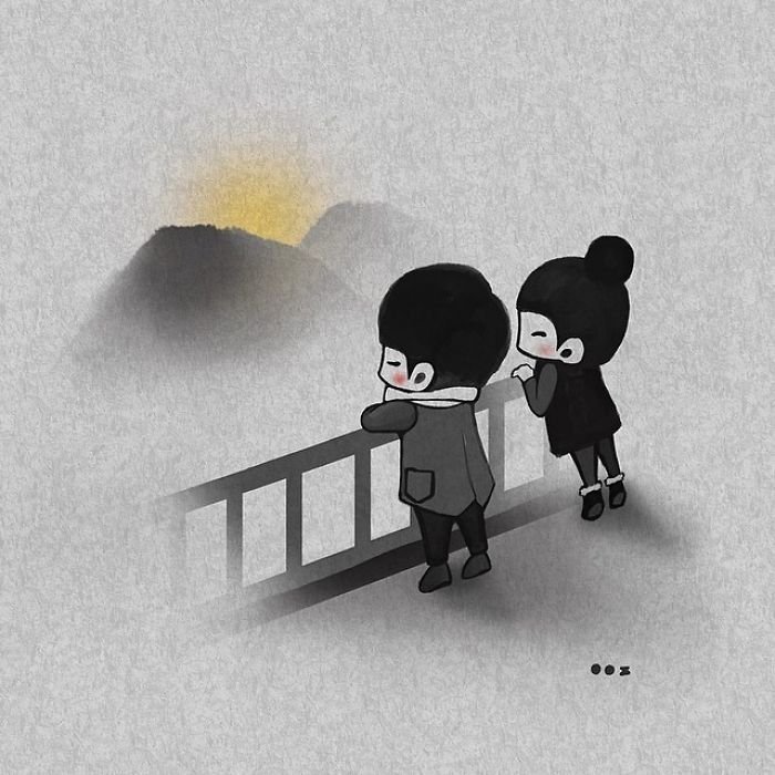 Маленькие милые моменты из жизни супругов, которые создаёт корейский иллюстратор иллюстратор, корея, милота, моменты жизни, отношения, семья