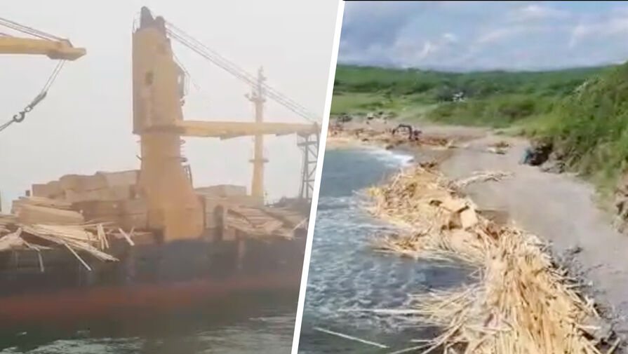 В Приморье перегруженный сухогруз сбросил в море тонны пиломатериалов
