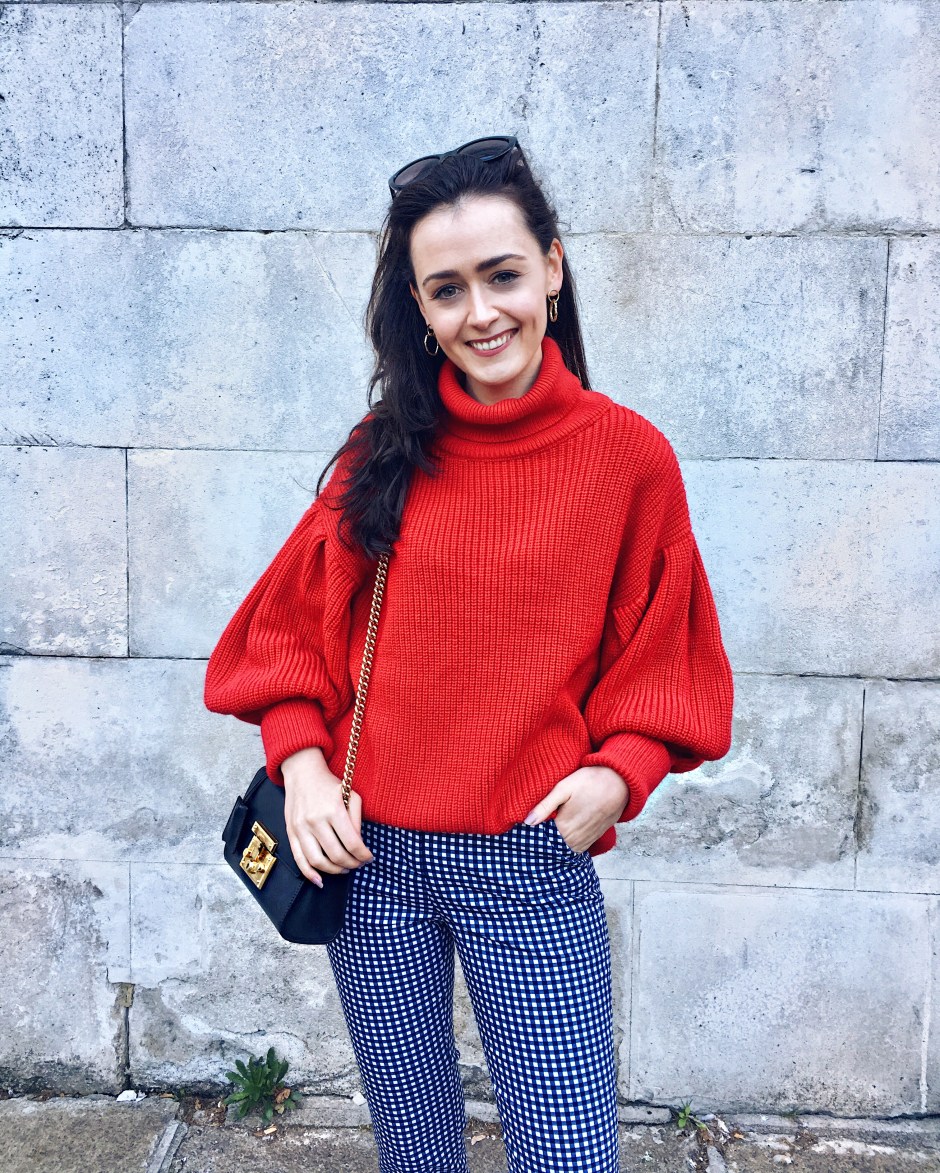 red chunky knit sweater 2