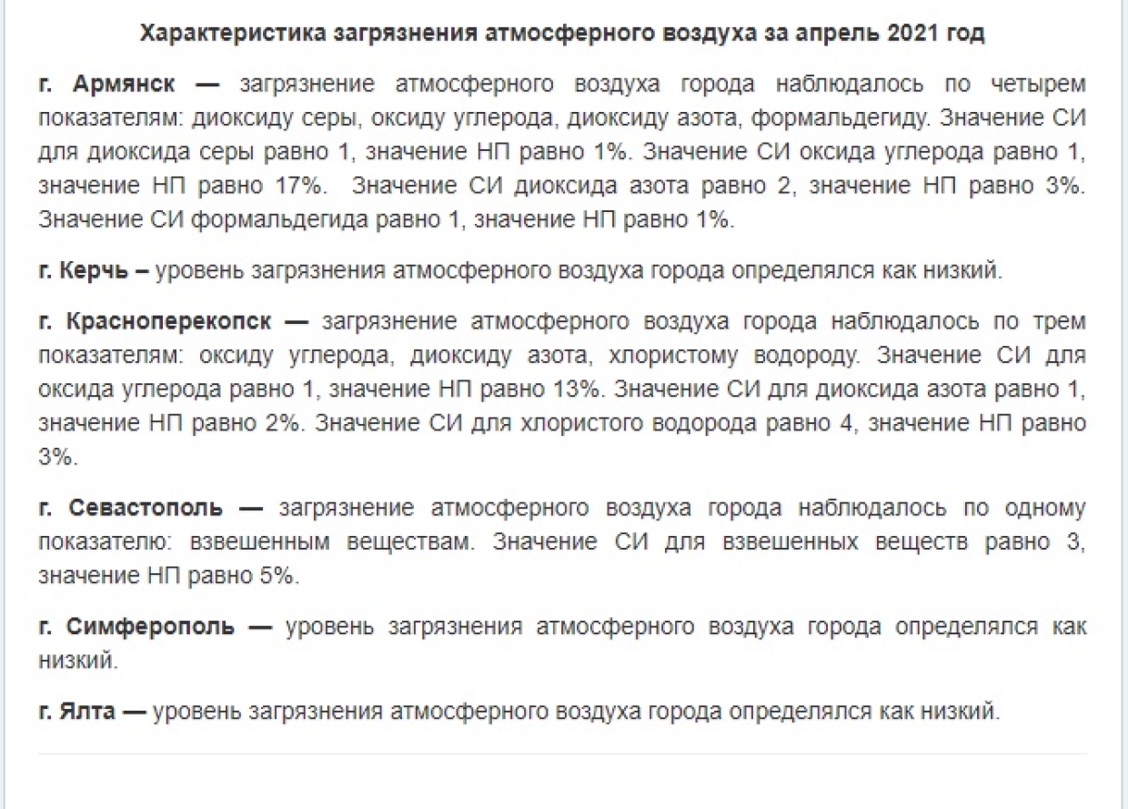 Гидрометцентр заявил о загрязнении воздуха в Крыму