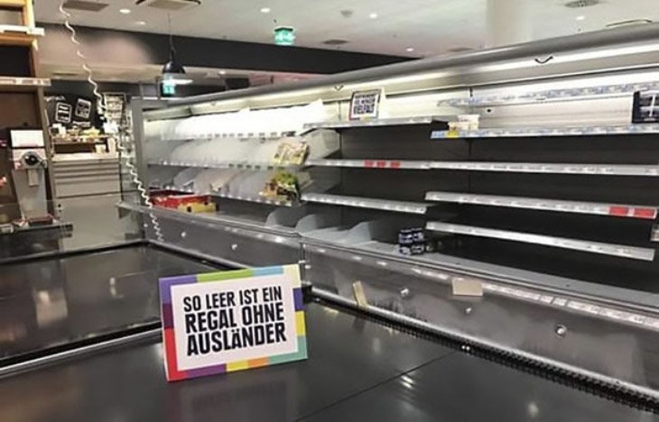 Супермаркет в Гамбурге убрал с полок всё иностранное и оставил лишь немецкие продукты гамбург, супермаркет, фоторепортаж