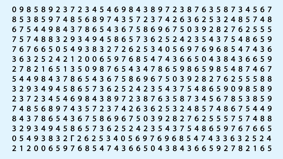 Найдите букву среди цифр внимательность,тест