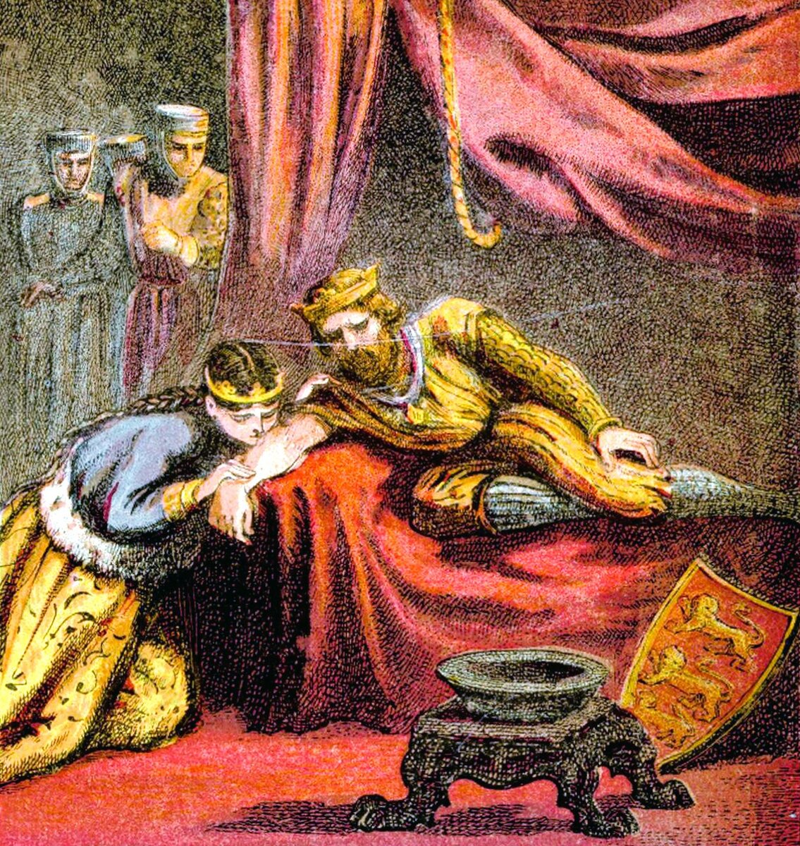 «Элеонора Кастильская высасывает яд из Эдуарда I» худ. Джозеф Кронхайм, 1868 год