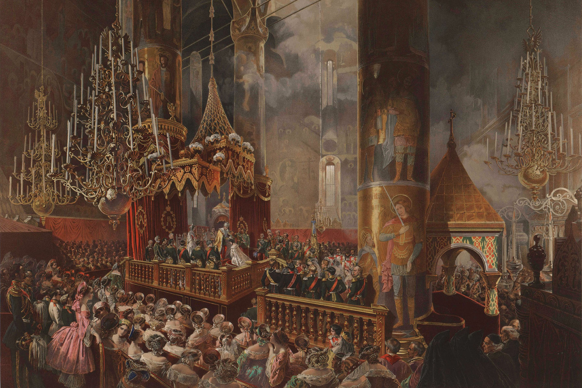 Михаил Зичи, «Коронация Александра II в Успенском соборе Московского кремля 26 августа 1856 года», 1857 год