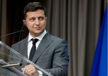 Ukrainian President Volodymyr Zelensky gives a press conference at the end of an EU-Ukraine Summit at the European Council in Brussels, Belgium, October 6, 2020. Stephanie Lecocq/Pool via REUTERS