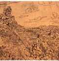 Скалистый пейзаж с деревом. 1621 - 1632 - Контр-эпрев с офорта, черный оттиск на окрашенной светло-коричневой ткани 100 x 191 мм Риксмузеум Амстердам