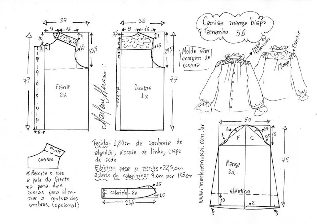 Выкройка модной блузы с пышным рукавом Выкройка модной блузы с пышным рукавом выкройка блузы,одежда,своими руками