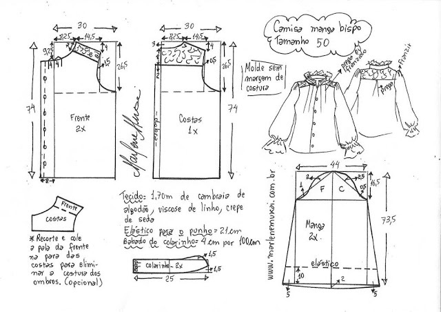Выкройка модной блузы с пышным рукавом Выкройка модной блузы с пышным рукавом выкройка блузы,одежда,своими руками