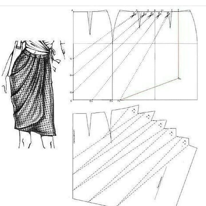 Моделирование трикотажной юбки с драпировкой выкройка юбки,одежда,рукоделие,своими руками,сделай сам