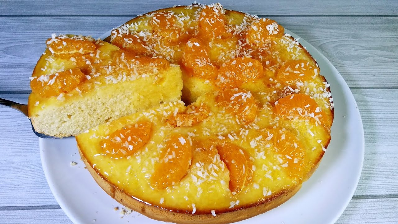Заливной пирог с мандаринами сладкая выпечка