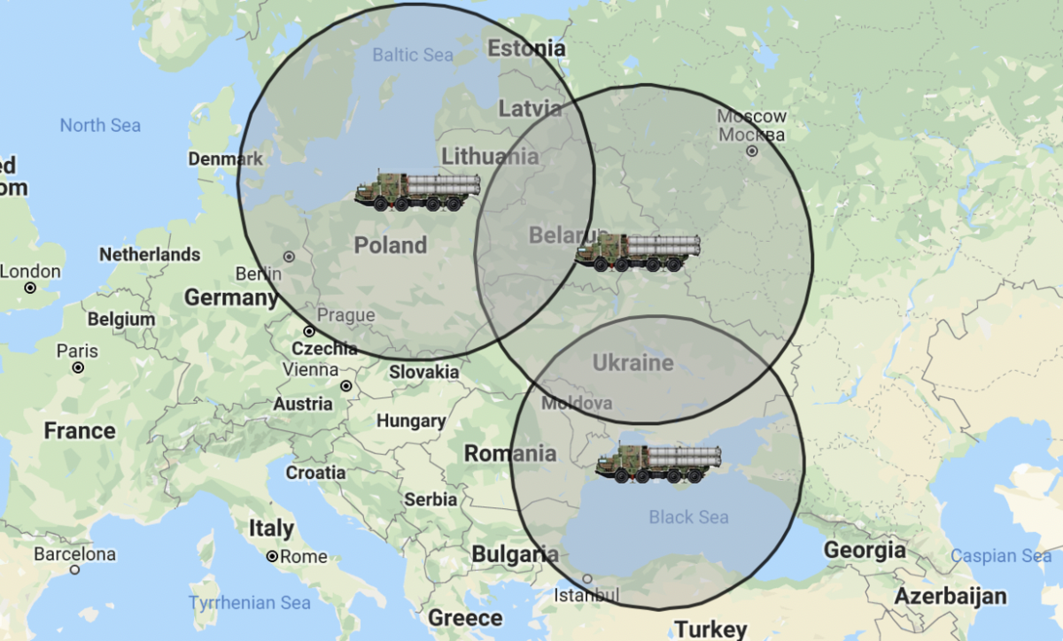 зона покрытия ЗРК С-500