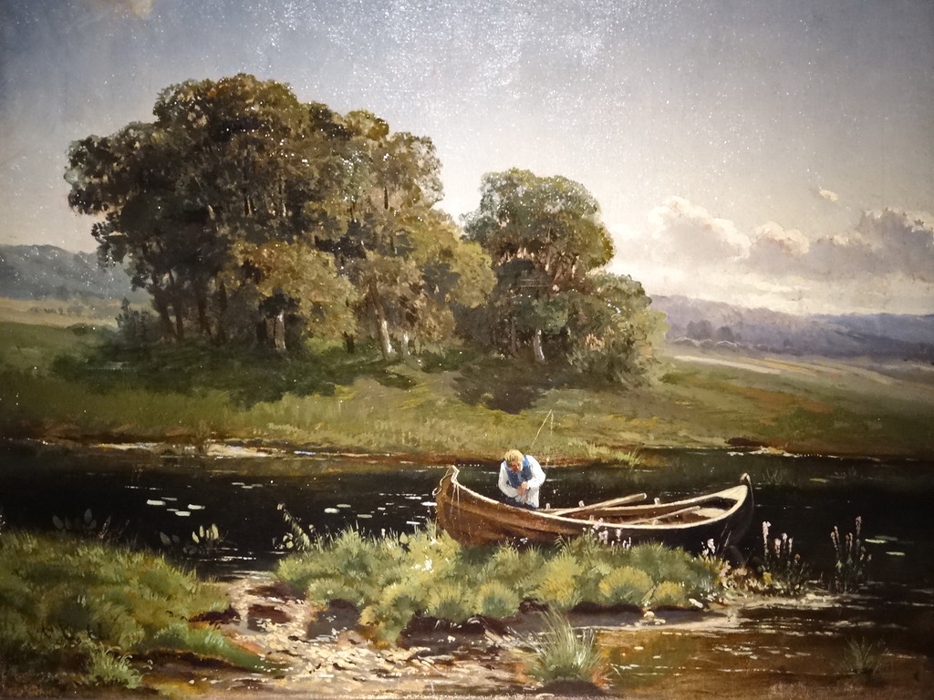 "Летний пейзаж с рыбаком" Васильев Ф.А. 1868г.