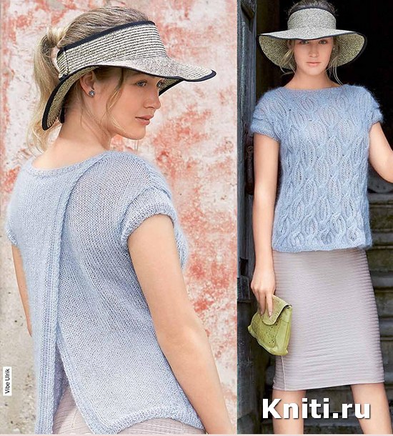 Узорчатый пуловер вязаный спицами