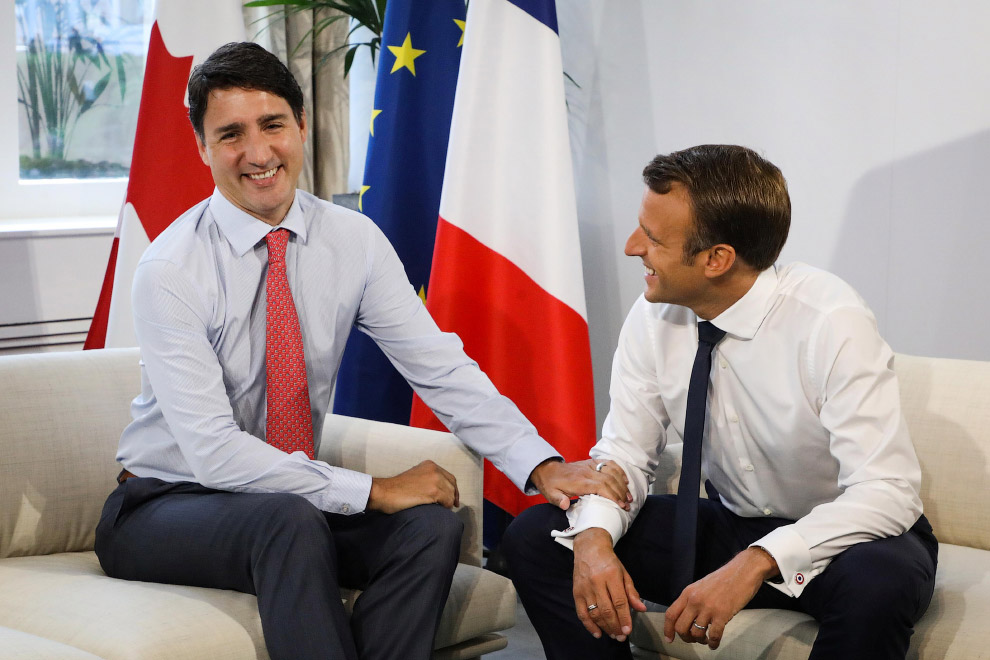 Премьер-министр Канады Джастин Трюдо и президент Франции Эммануэль Макрон
