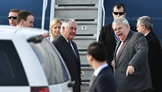 Государственный секретарь США Рекс Тиллерсон, прибывший с рабочим визитом в РФ, в аэропорту Внуково-2. 11 апреля 2017
