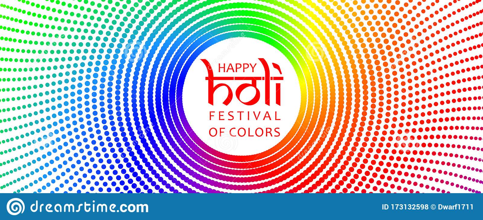 Happy Holi festival of colors vector background with rainbow dots 
