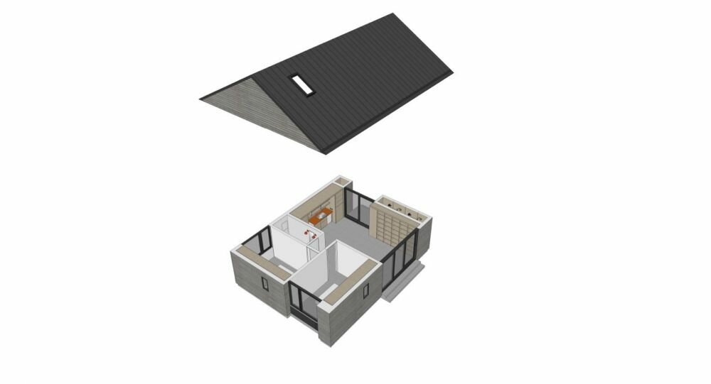 Одноэтажный дом 58 м² с функциональными системами хранения снаружи идеи для дома,интерьер и дизайн