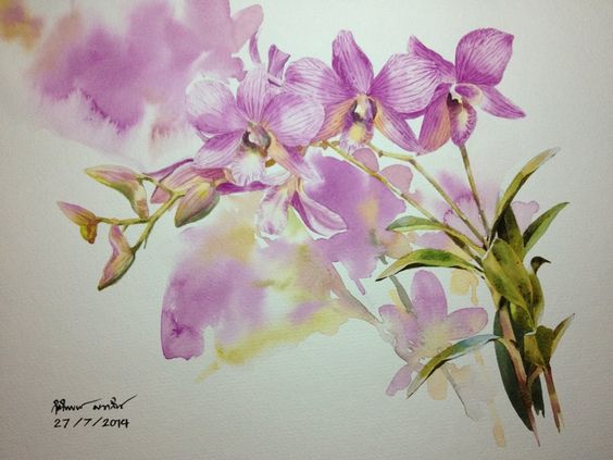 Orchid flower painting: 