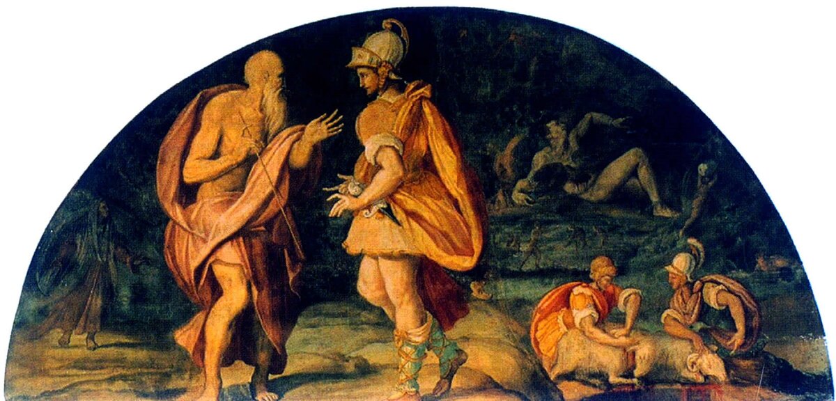 Одиссей спрашивает совета у Тиресия — Алессандро Аллори (1535-1607)