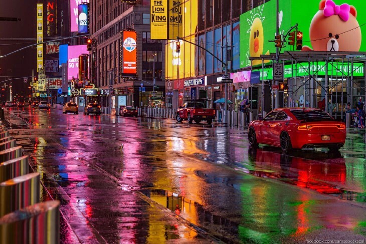 Атмосферная прогулка по ночной Таймс-сквер