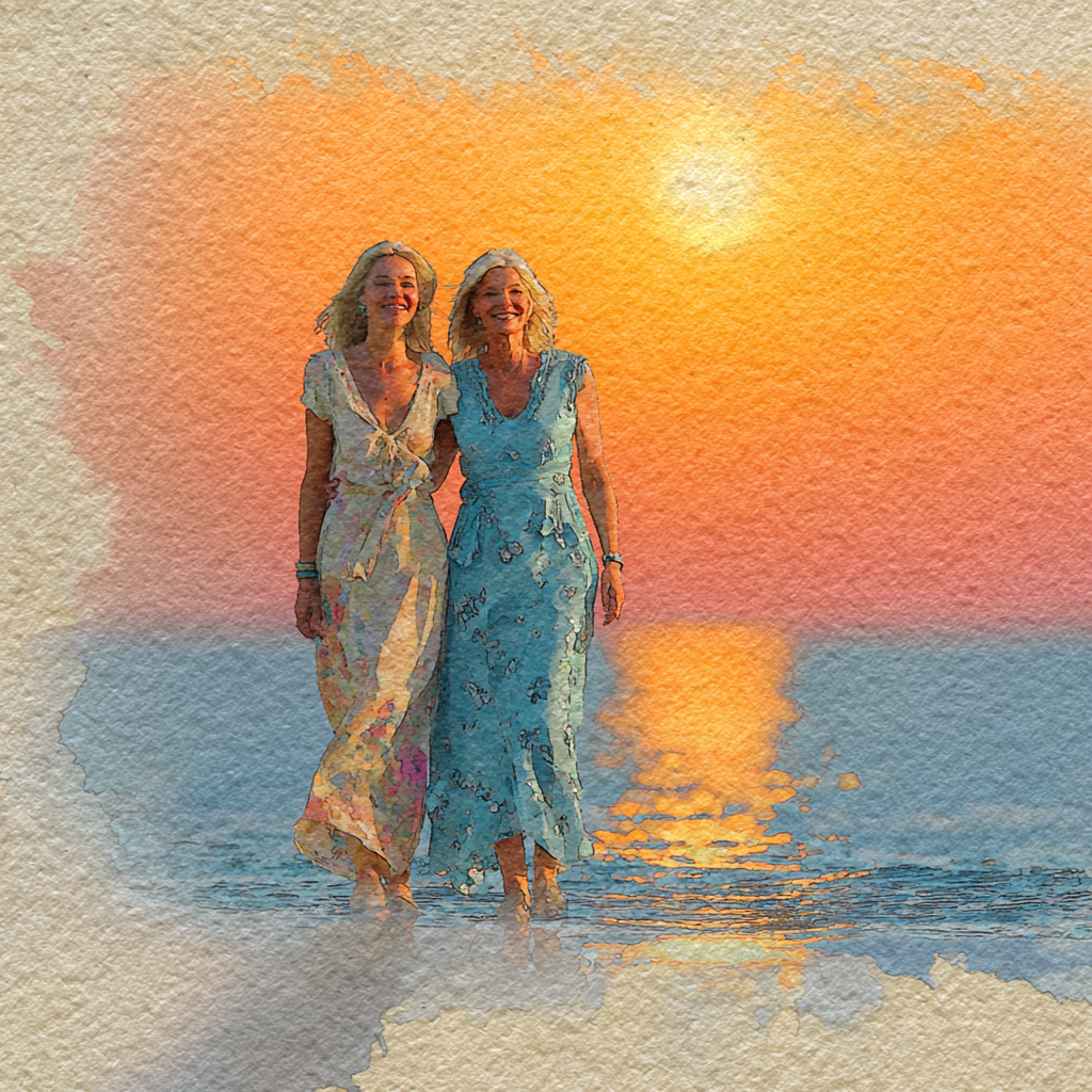 Как сделать открытку на 8 Марта из вашего фото с подругой, мамой и дочкой — готовые промты для нейросети Марта, открытку, исходного, черты, основе, загруженного, Главное, максимально, точно, искажений, сохрани, открытка, стиле, Стиль, надпись, цветущем, атмосфера, Вокруг, праздником, нежной