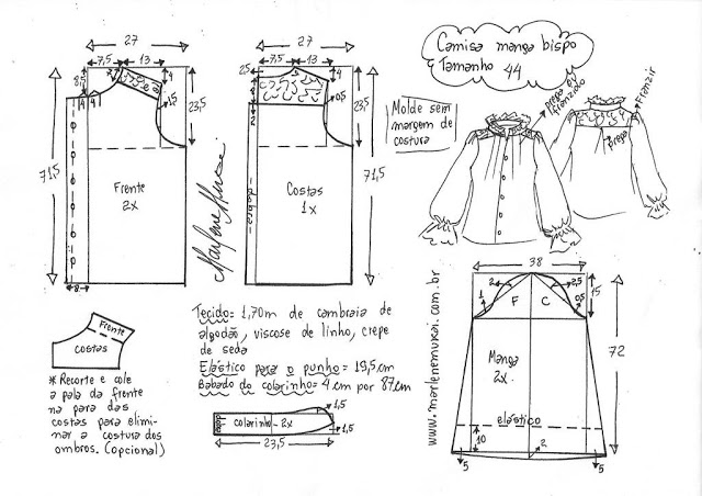 Выкройка модной блузы с пышным рукавом Выкройка модной блузы с пышным рукавом выкройка блузы,одежда,своими руками