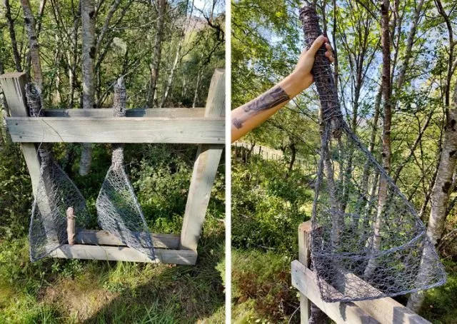 Найдено во время похода по горам Шотландии. Выглядит как ручная работа, имеются деревянная ручка и сетка из проволоки