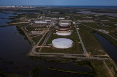 FILE PHOTO: The Bryan Mound Strategic Petroleum Reserve, an oil storage facility, is seen in this aerial photograph over Freeport, Texas, U.S., April 27, 2020. REUTERS/Adrees Latif/File Photo