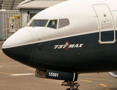 Federal Aviation Administration (FAA) Chief Steve Dickson brings a Boeing 737 MAX aircraft to a stop after an evaluation flight at Boeing Field in Seattle, Washington, U.S. September 30, 2020. Mike Siegel/Pool via REUTERS.