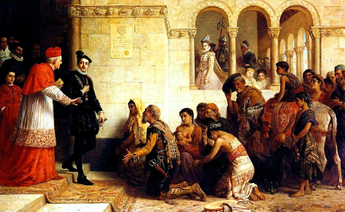 Изгнание цыган из Испании. "Просители"-картина английского художника Эдвина Лонга, 1864 год.