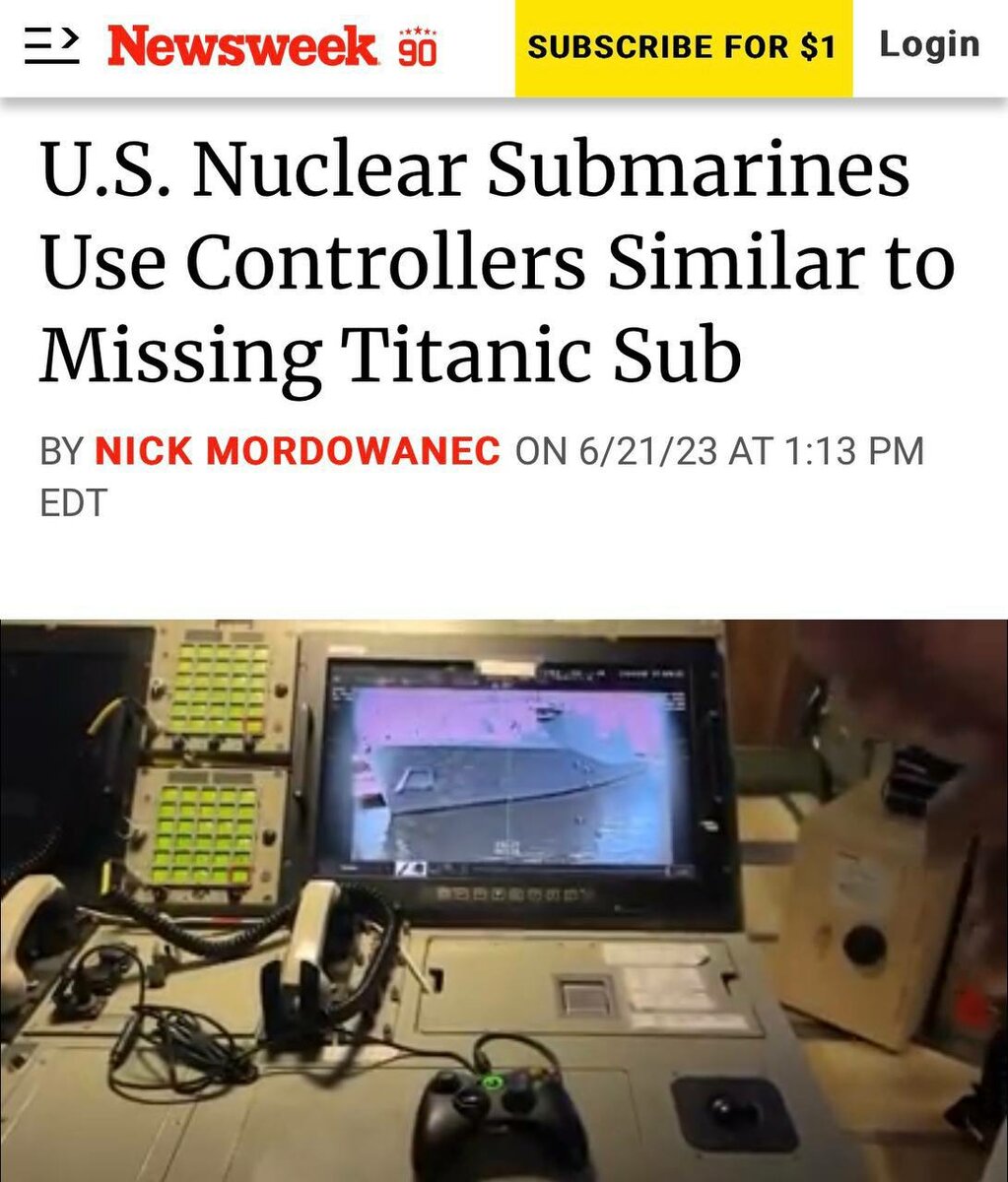 «Атомные подлодки США используют контроллеры, как на пропавшем «Титане»: Неожиданное откровение - игровым джойстиком управлялся не только пропавший батискаф, но и подводный флот США - новому поколению