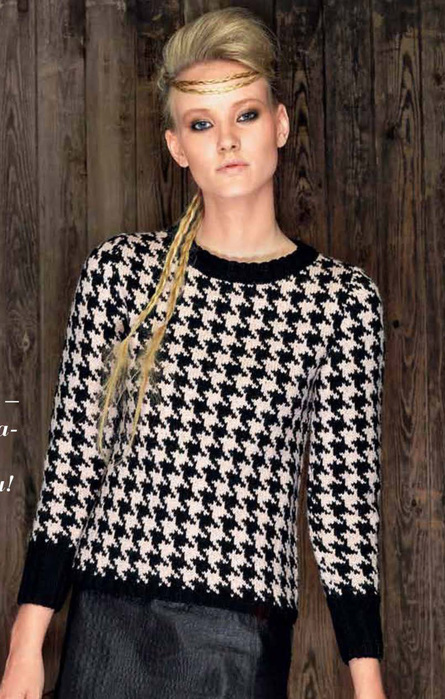 Узор «Гусиные лапки» в технике ленивого жаккарда: в стиле Коко Узор «Гусиные лапки» в технике ленивого жаккарда: в стиле Коко идеи,одежда,рукодельнице на заметку,своими руками,узор гусиные лапки