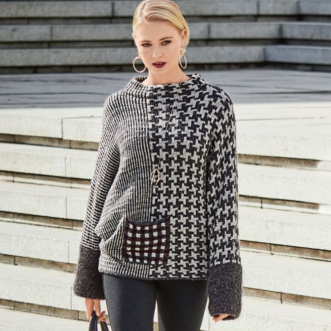 Узор «Гусиные лапки» в технике ленивого жаккарда: в стиле Коко Узор «Гусиные лапки» в технике ленивого жаккарда: в стиле Коко идеи,одежда,рукодельнице на заметку,своими руками,узор гусиные лапки