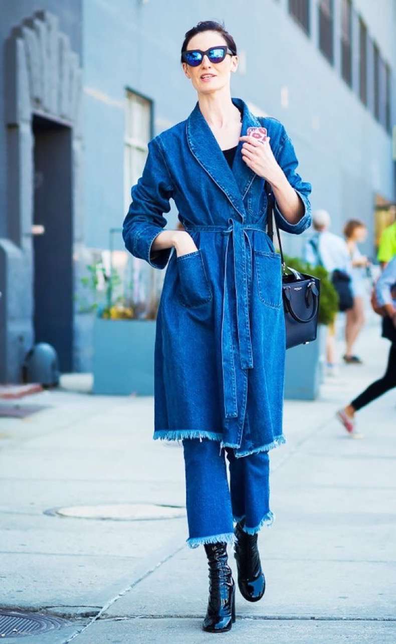 Denim Trench Coat стрит стайл