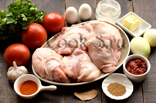 Курица в помидорах по-абхазски – очень вкусная (муж попросил найти рецепт после командировки на Кавказ) курицы, добавляем, Очень, зелень, минут, крышкой, сторон, маслоРецепт, другую, курицу, переворачиваем, зарумяниванияЗатем, умеренном, Обжариваем, кусочки, Выкладываем, сковороде, масла, растительного, приготовления курицы