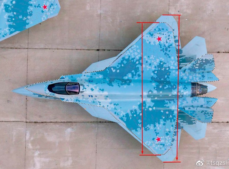 ​Любительское сравнение габаритов истребителей Су-57 и Checkmate (выделен пунктиром) twitter.com/clemente3000 - Checkmate: истребитель для ОАЭ | Warspot.ru