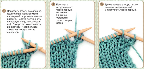Как закончить вязание спицами — последний ряд шарфа
