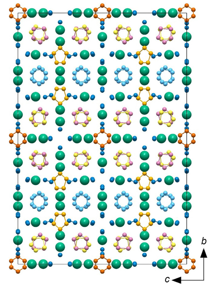 Рис. 3. Элементарная ячейка кристалла K9N56