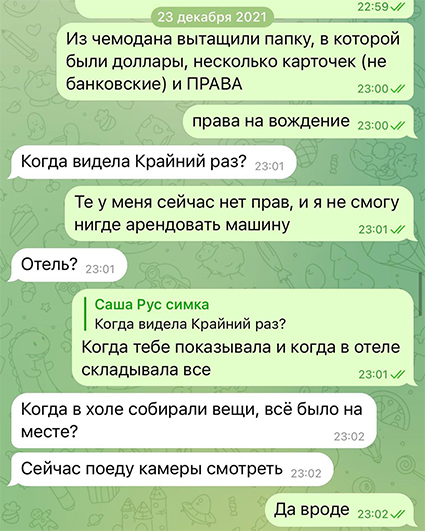 Переписка Дарьи Холодных и Александра Демешко