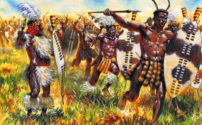 Атака зулусских воинов.