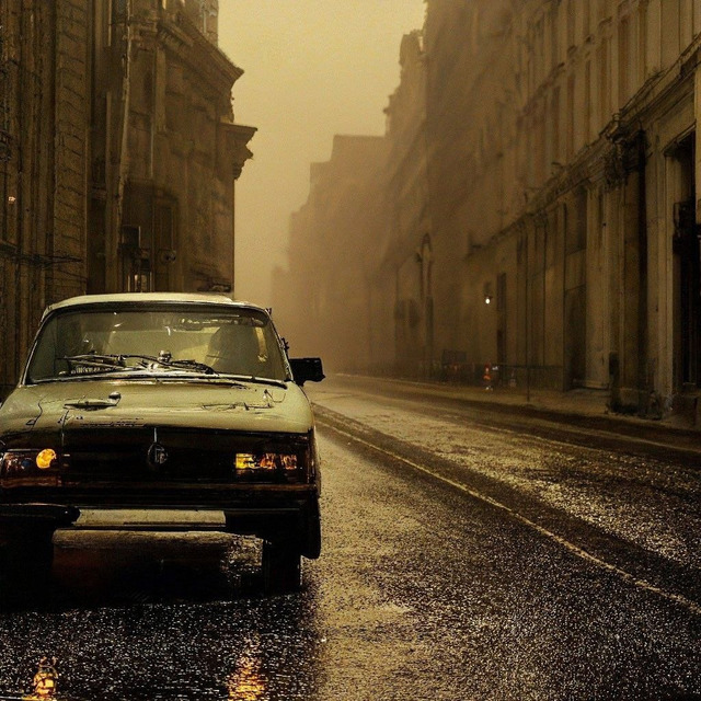 1989 год, ночь, дождь, московский переулок, одинокий автомобиль