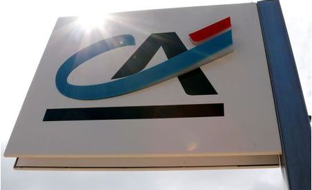 A logo of Credit Agricole is seen outside a bank office in Bordeaux, France, July 30, 2019. REUTERS/Regis Duvignau