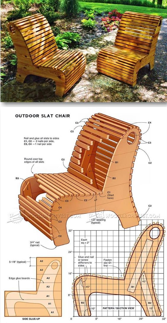 Шезлонг - качалка для вашей чудесной дачи! Идеи и шаблоны для воплощения!
