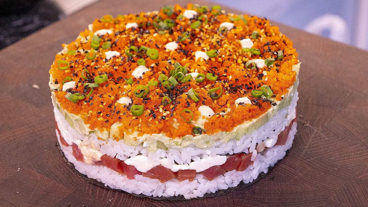 Суши-торт "Японская шуба"