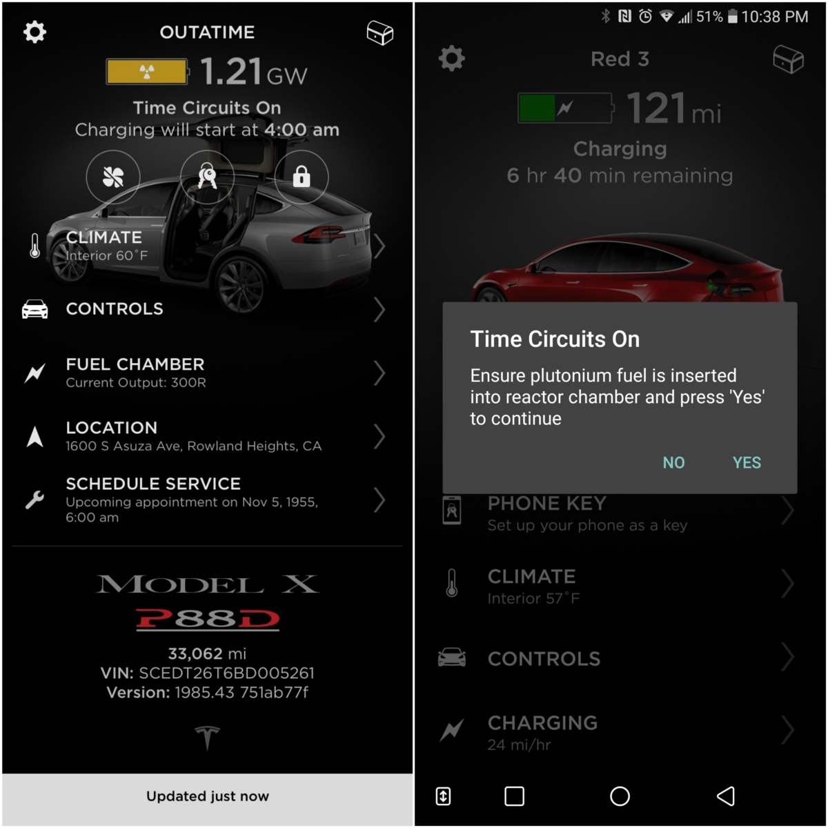 В приложении Tesla нашли отсылку к «Назад в будущее» В приложении Tesla нашли отсылку к «Назад в будущее» tesla