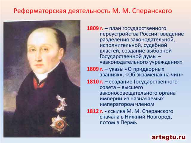 Реформаторская деятельность М. М. Сперанского