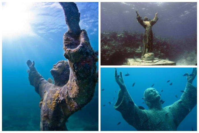 Таким волнующим способом дайверы со всего мира увековечили память утонувшего в бухте первого аквалангиста Дарио Гонзатти (бухта Сан Фруттуозо, Италия). | Фото: photo-journal.by.