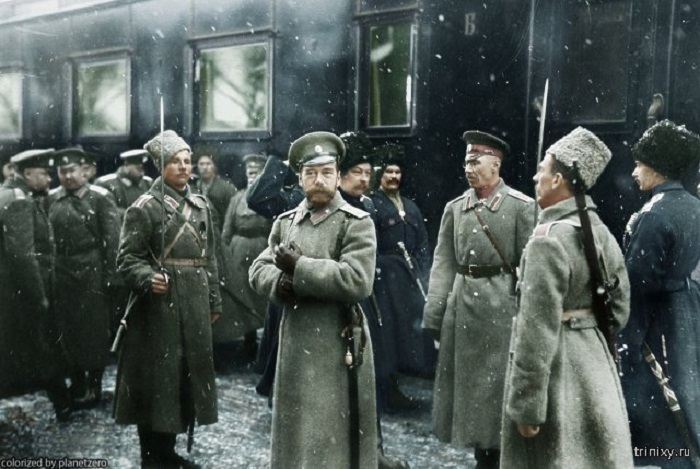 Прибытие последнего российского императора Николая II в расположение 1-й Армии.