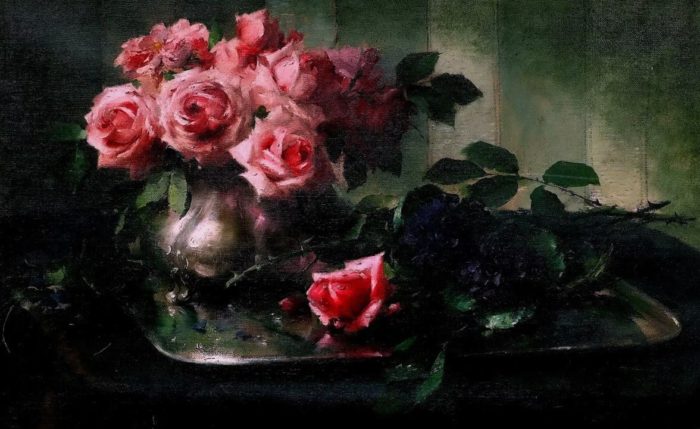 Картины с розами в интерьере